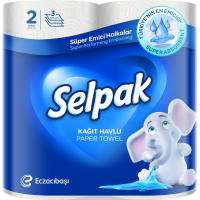 Рушники паперові SELPAK Super absorb. тришарові білі, 80 відривів, 2 рулони 