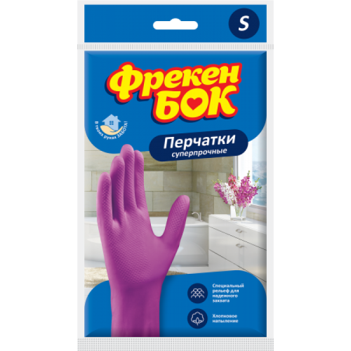 Рукавички суперміцні рожеві Фрекен Бок з бавовняним напиленням р.S, 1 пара Рукавички суперміцні рожеві Фрекен Бок з бавовняним напиленням р.S, 1 пара