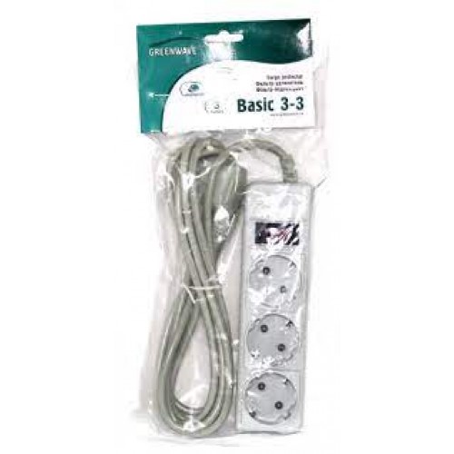 Фільтр-подовжувач GREENWAVE Basic, 3 м, 3 розеток Фільтр-подовжувач GREENWAVE Basic, 3 м, 3 розеток