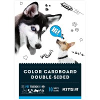 Картон кольор. двостор. (10 арк/10 кол), А5 Kite Dogs, папка 