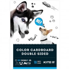 Картон кольор. двостор. (10 арк/10 кол), А5 Kite Dogs, папка 
