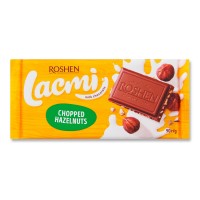 Шоколад Roshen Lacmi молочний з подрібненими лісовими горіхами 90г Шоколад Roshen Lacmi молочний з подрібненими лісовими горіхами 90г