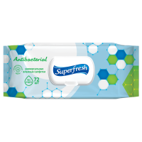 Серветки вологі SuperFresh антибактеріальні з клапаном, 72 шт. 