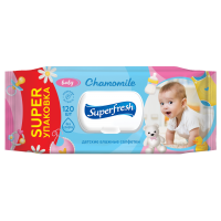 Серветки вологі  для дітей та мам SuperFresh з клапаном, 120 шт. 