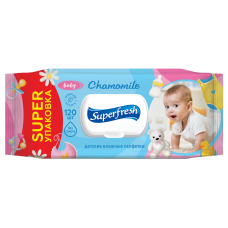 Серветки вологі  для дітей та мам SuperFresh з клапаном, 120 шт. 