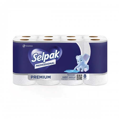 Рушники паперові SELPAK Premium тришарові білі, 80 відривів, 8 рулонів Рушники паперові SELPAK Premium тришарові білі, 80 відривів, 8 рулонів