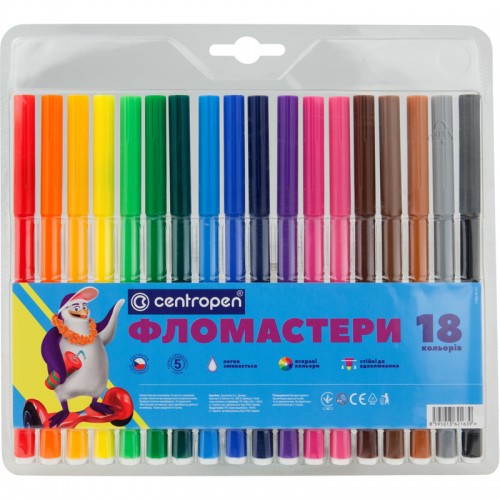 Фломастери Centropen 7790/18, 18 кольорів Фломастери Centropen 7790/18, 18 кольорів
