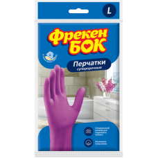 Рукавички суперміцні рожеві Фрекен Бок з бавовняним напиленням р.L, 1 пара 