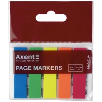 Закладки пластикові з клейким шаром, прямокутні, 5х12х50мм, 125 шт., AXENT, 2440-01-A