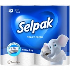 Туалетний папір Selpak тришаровий, білий, 32 рулони