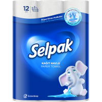 Рушники паперові SELPAK максі тришарові білі, 80 відривів, 12 рулонів 