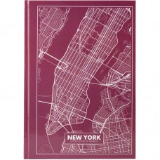 Книга записна А4 Maps New York, 96 аркушів, кл., рожево-коричнева 