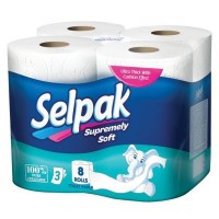 Туалетний папір Selpak тришаровий, білий, 8 рулонів