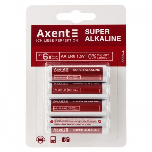 Батарейки AXENT АА LR6 1.5V, 4 шт. (лужні) Батарейки AXENT АА LR6 1.5V, 4 шт. (лужні)