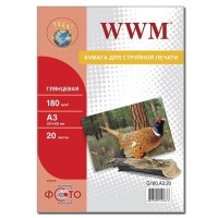 Фотопапір WWM, глянцевий 180 г, A3, 20 аркушів, G180.A3.20