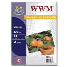 Фотопапір WWM, матовий 230 г, A4, 50 аркушів M230.50
