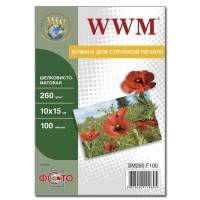 Фотопапір WWM, шовковисто-матовий 260 г,100 х 150 мм, 100 аркушів SM260.F100