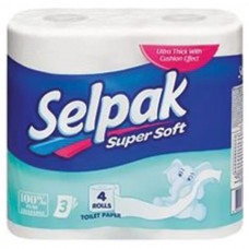 Туалетний папір Selpak тришаровий, білий, 4 рулони